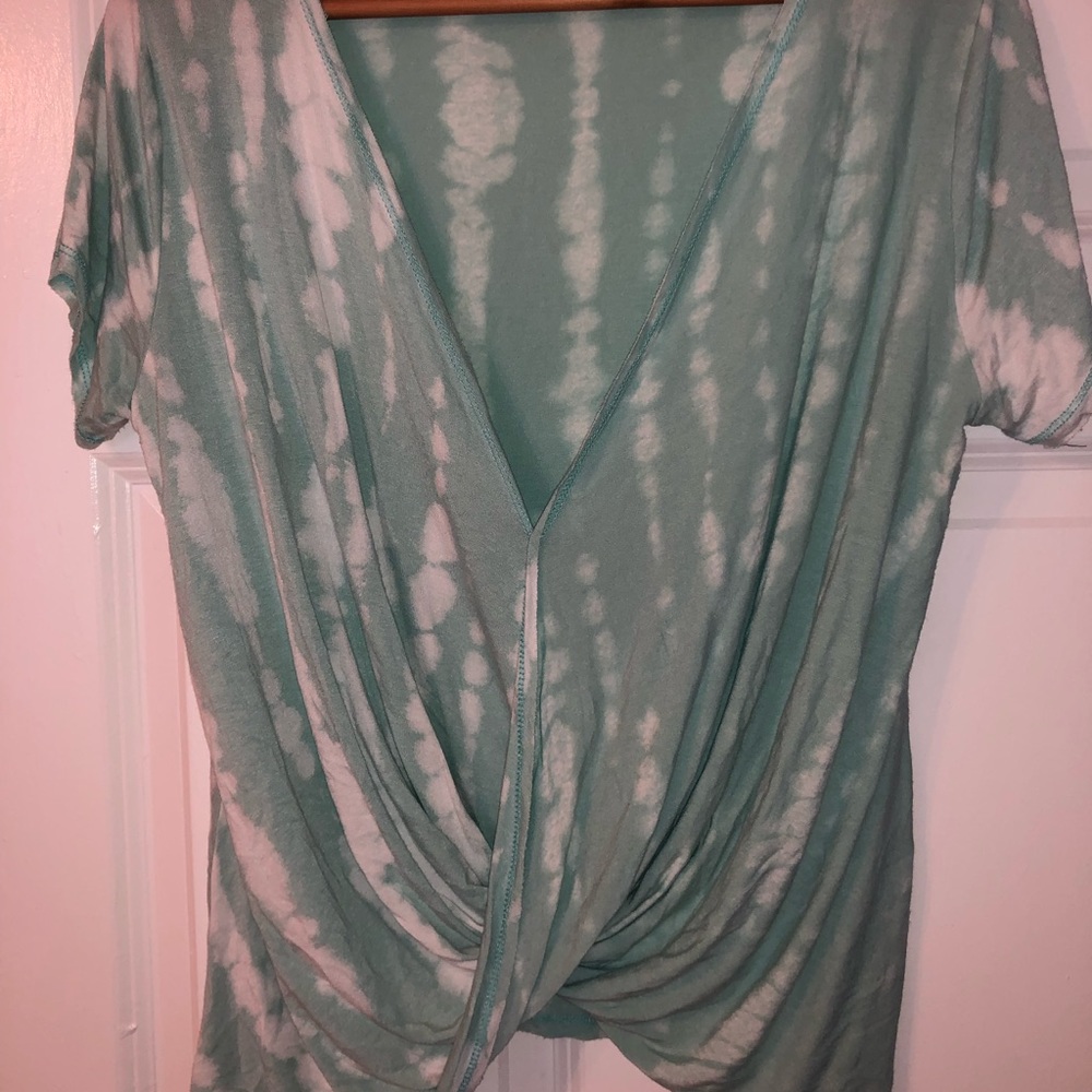 Green and white tie dye shirt